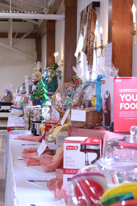 Gift baskets table for Hope for Healing Auction