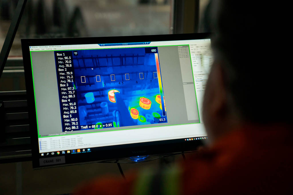 Computer monitor showing CEPHAS material handling software locating inventory.