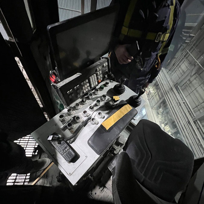 Plant radio system in a crane cab.