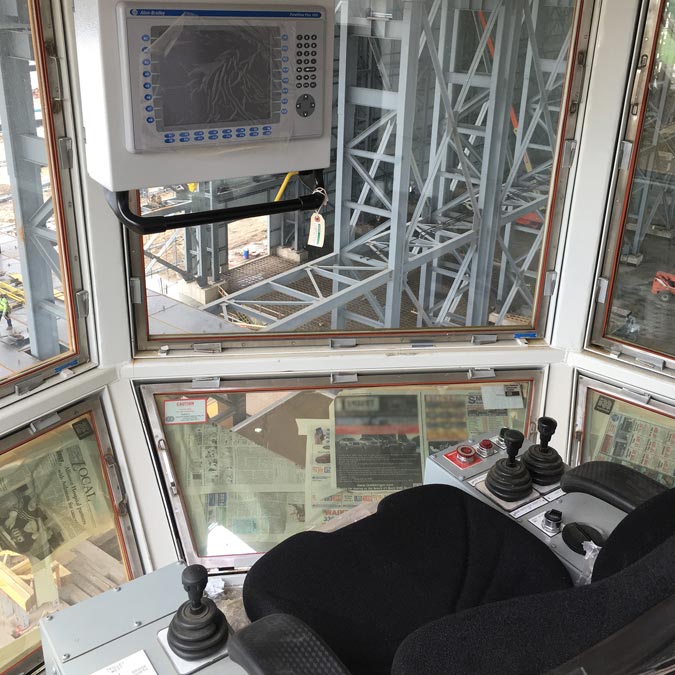 Inside a Morgan crane cab.