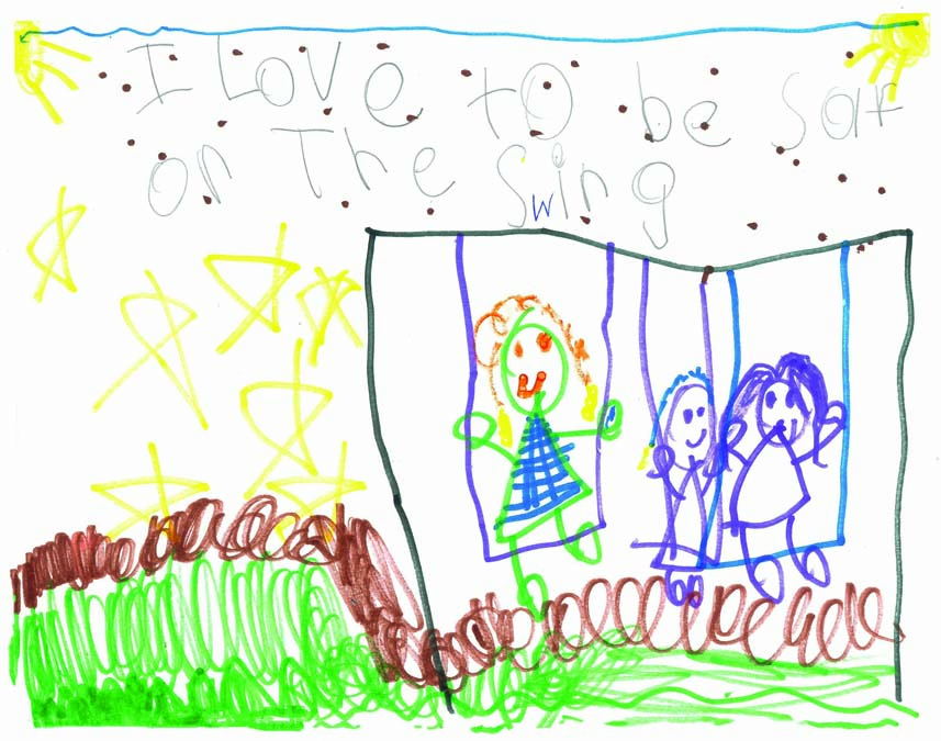 Drawing of kids at a playground