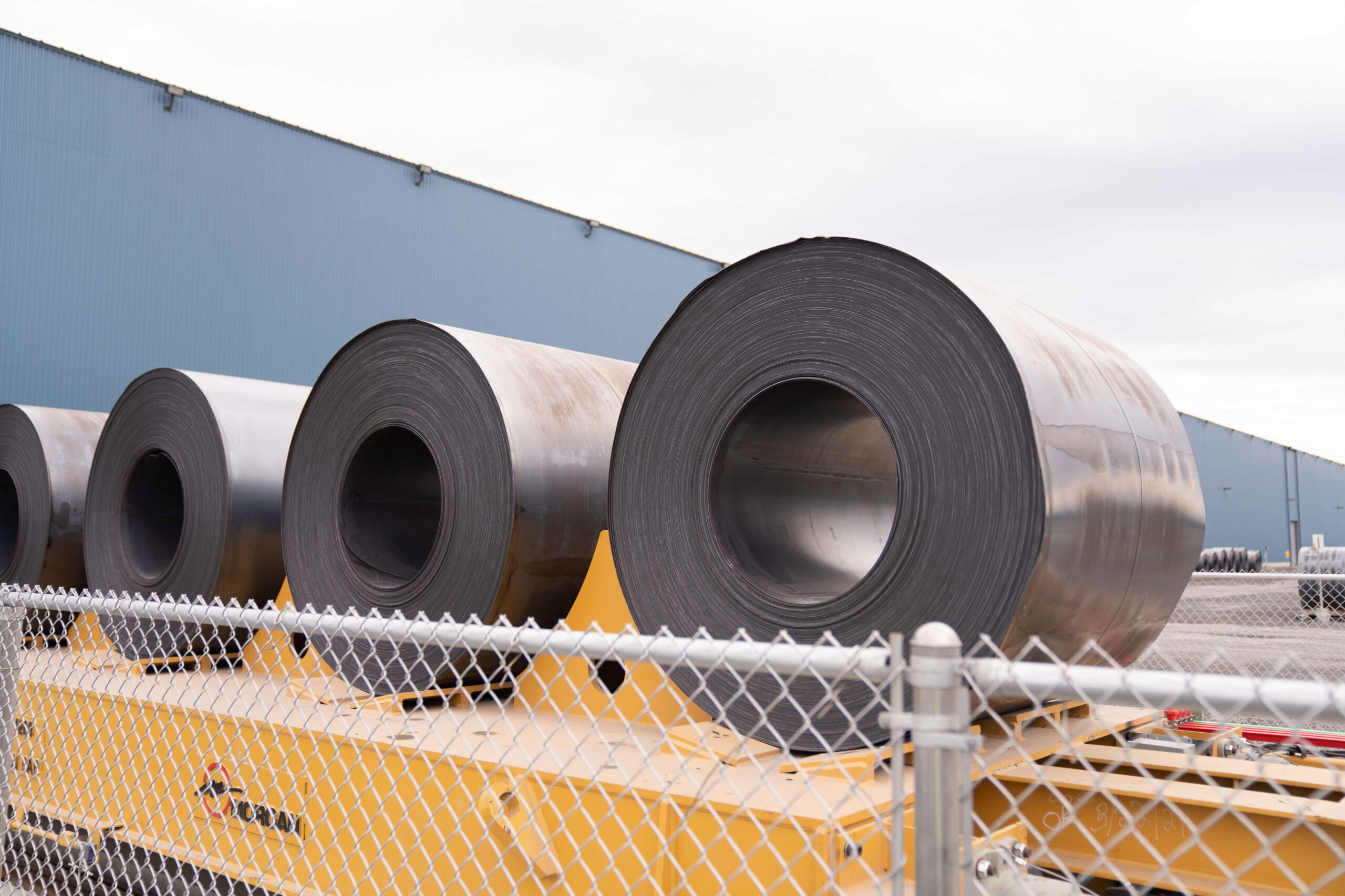 Steel coils outside of mill.