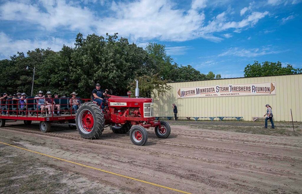 Gas and steam tractors give spectators wagon rides throughout the WMSTR 210-acre property.
