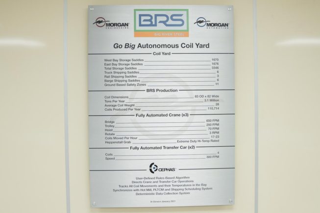 Big River Steel autonomous coil yard plaque