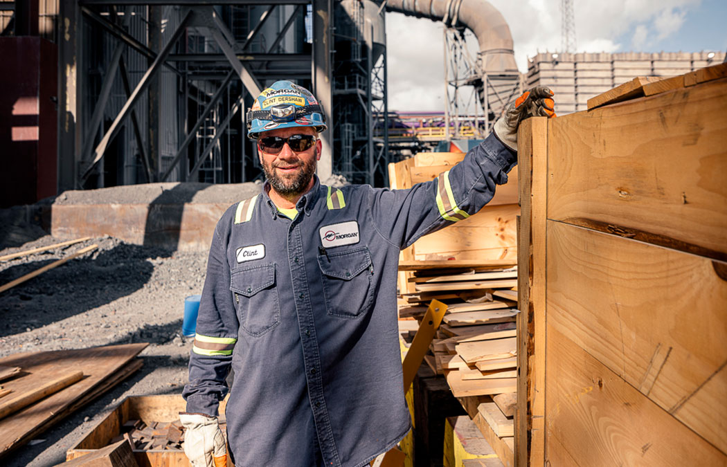 Morgan employee posing during a crane installation