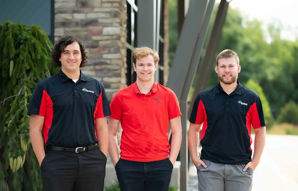 Morgan Engineering interns Gus Jackson, Sam Snyder, and Brock Smith.