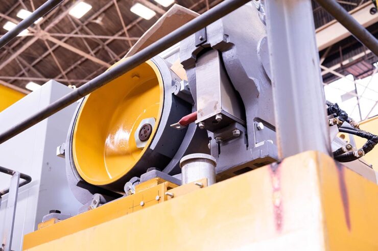 Close-up of crane brakes on a Morgan Crane