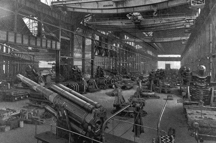 Black and white photo showcasing showcases Morgan’s ordnance department from 1915.