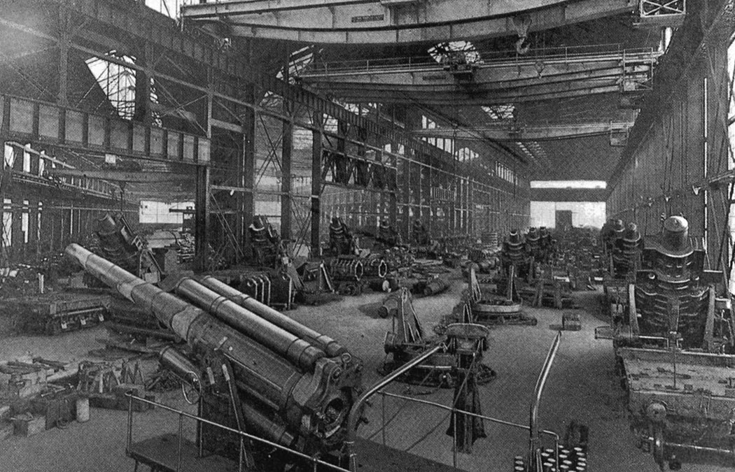 Black and white photo showcasing showcases Morgan’s ordnance department from 1915.