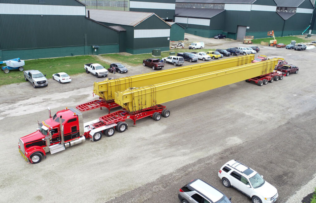 Overhead crane gliders on a truck.