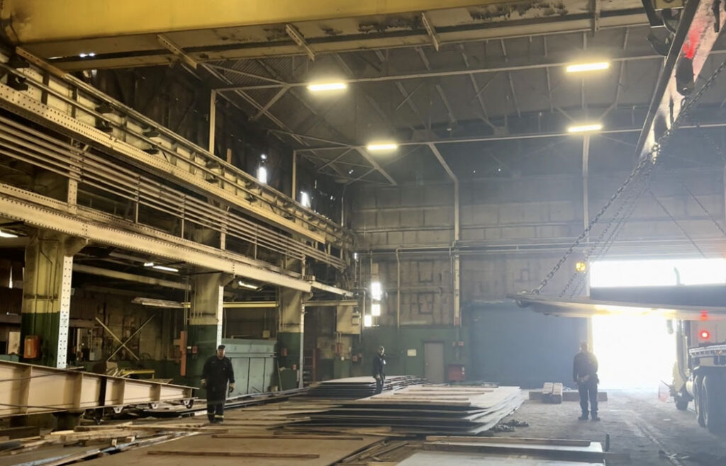 Unloading steel supply at Morgan.
