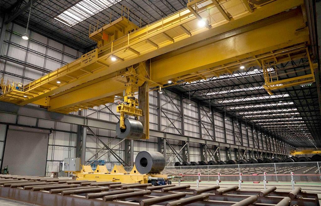 Morgan overhead crane in a warehouse